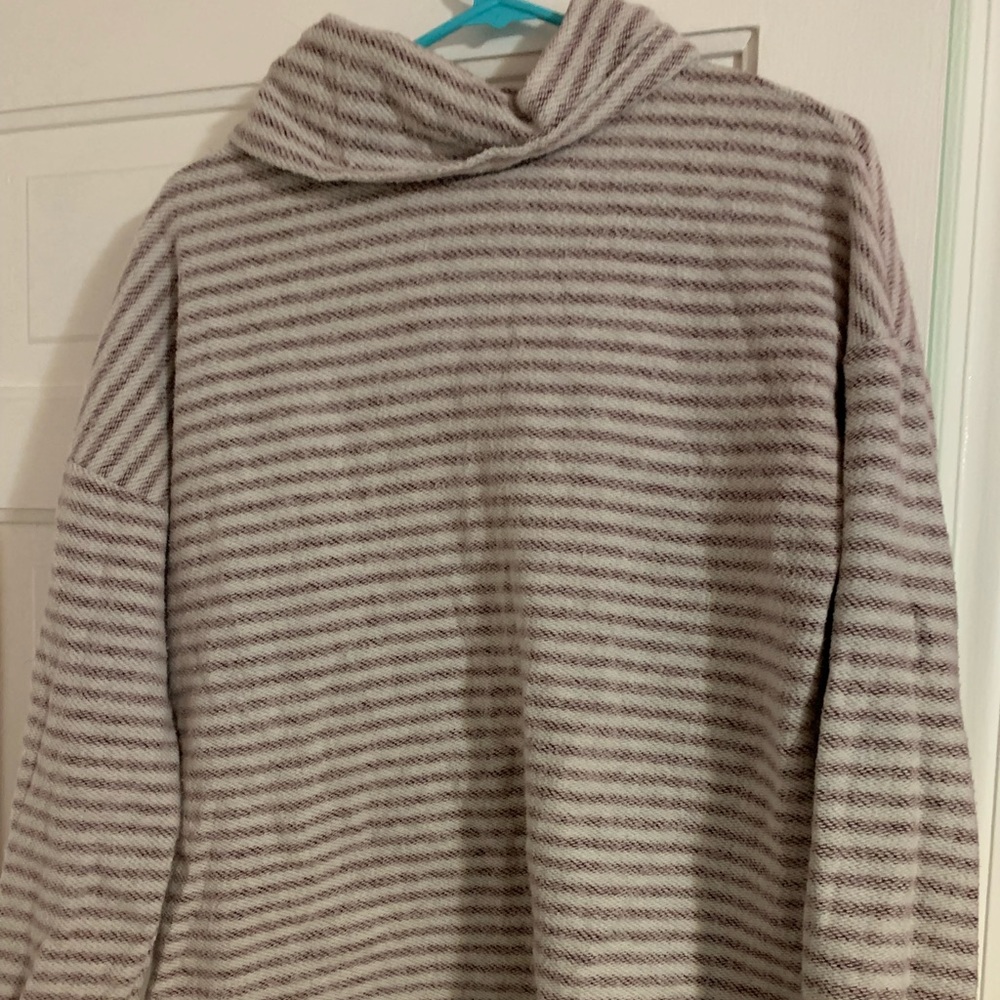 Cowl neck striped sweater